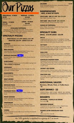 Paulie’s Pizza Pub menu 2