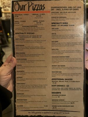 Paulie’s Pizza Pub menu 5